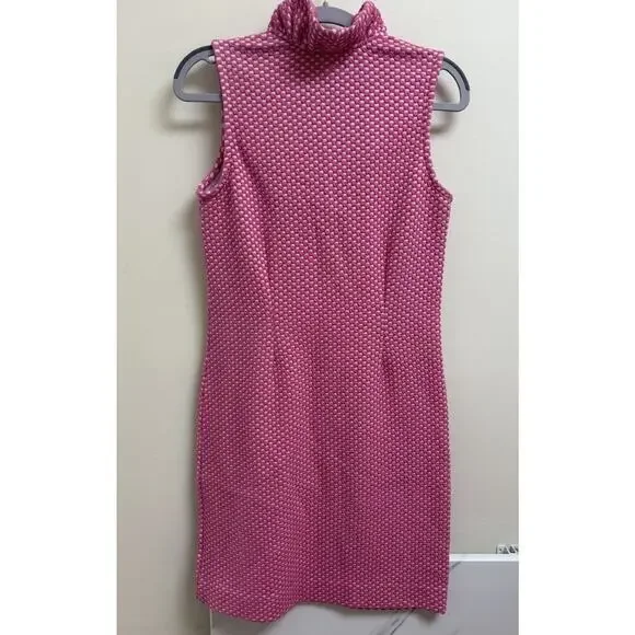 Tyler Boe Women’s Dress XS Pink White Checkered Ruffle Collar Sleeveless - Picture 2 of 5